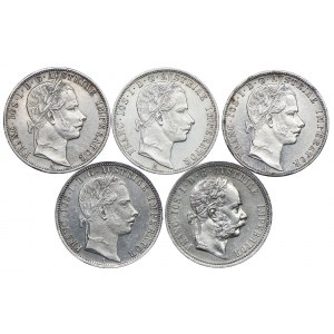 Austria, Franz Joseph I, 1 florin 1859-1873 (5pc).