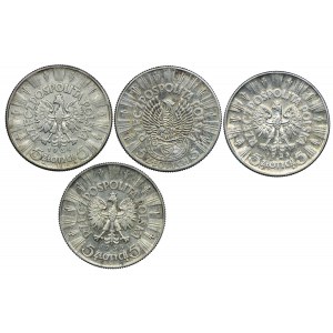 Zestaw II RP, 5 złotych 1934, 1934 Orzeł Strzelecki, 1935, 1938 Józef Piłsudski (4szt.)