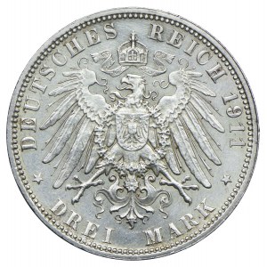 Niemcy, Bawaria, Luitpold, 3 marki 1911 D, Monachium