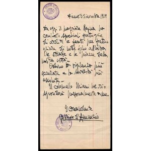 ITALY, Kingdom Order sheet letter, signed D'Annunzio