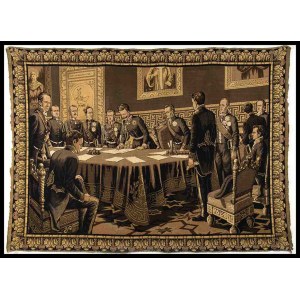 ITALY, Kingdom Large and important tapestry depicting King Charles Albert in the act of signing the statute, 4 March 1848