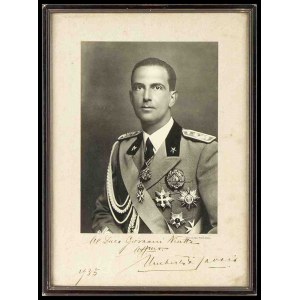 ITALY, Kingdom Photo with dedication of Prince Umberto in frame with the Savoy coat of arms