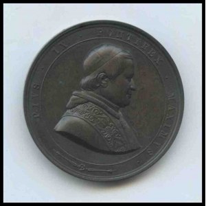 Pius IX medal, fire in the Basilica of San Paolo, bronze
