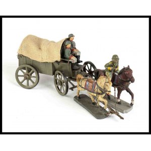GERMANY Miniature of chariot with horses and toy soldiers
