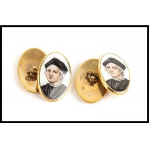 ITALY Pair of Christopher Columbus gold cufflinks
