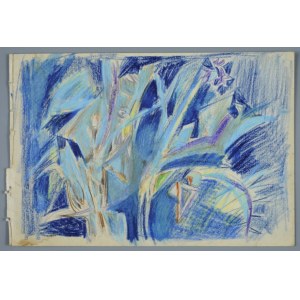 Janina MUSZANKA-ŁAKOMSKA (1920-1982), Kompozycja abstrakcyjna - Kwiaty niebieskie, [ok. 1975]