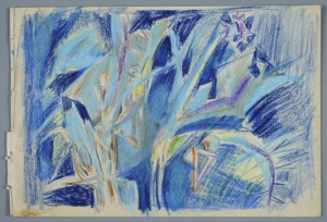 Janina MUSZANKA-ŁAKOMSKA (1920-1982), Kompozycja abstrakcyjna - Kwiaty niebieskie, [ok. 1975]