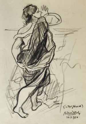 Kazimierz PODSADECKI (1904 – 1970), Szkic postaci kroczącego mężczyzny– wg fragmentu kompozycji Tycjana, [30 II 1964]