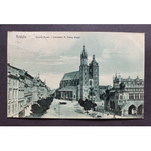 KRAKOV. Hlavné námestie s kostolom N. Panny Maryi [1903].