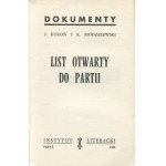 KUROŃ Jacek, MODZELEWSKI Karol - List otwarty do Partii [Offener Brief an die Partei] [Erstausgabe Paris 1966].