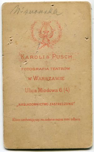 [fotografia tekturkowa] Maria Wisnowska [Karoli & Pusch Warszawa lata 80. XIX w.]