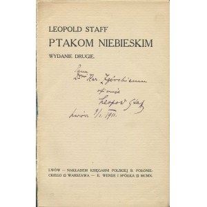 STAFF Leopold - Modrým vtákom [1910] [AUTOGRAF A DEDIKÁCIA].