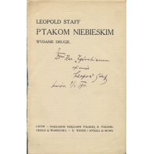STAFF Leopold - To the Birds of the Blue [1910] [AUTOGRAPH AND DEDICATION].