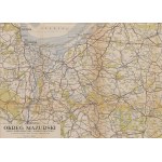 [Mapa] Mazurský okres. Komunikační a správní mapa s koridorem názvů [1946].