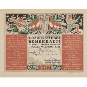 Diplom KRN. Vojakovi demokracie za boj proti nemeckým okupantom [1946].