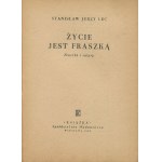 LEC Stanisław Jerzy - Das Leben ist eine Lappalie. Fraszki i satyry [Erstausgabe 1948] [Umschlag von Henryk Tomaszewski].