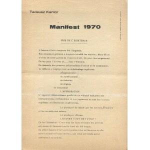 KANTOR Tadeusz - Manifest 1970 [Foksal Gallery 1970].