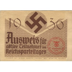 Ausweis für aktive Teilnehmer des Reichsparteitages [1936].