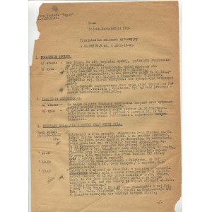 [Varšavské povstanie] Sekcia Sekera. - Prapory Golski a Piorun. Situačné hlásenie z 29.09.1944. [s podpisom Jaceka Bětkovského alias Topora].