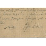 [Varšavské povstanie] Batalión Miloš - čata Truk. Rukopisné vyhlásenie poručíka Lubicza z 11.09.1944.