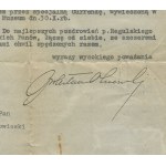 [dokument - list] Varšava, 17. novembra 1939. Občianska garda. Poďakovanie pre bezpečnostnú skupinu Múzea Józefa Piłsudského na Belvederi za obetavú prácu počas obrany Varšavy.