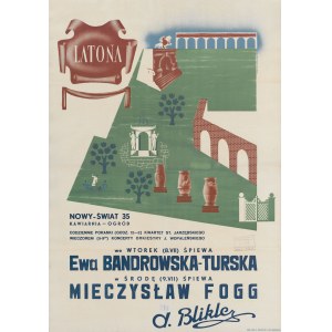 [plakat] NOWICKI-SANDECKA - Kawiarnia Latona A. Bliklego. Koncerty Ewy Bandrowskiej-Turskiej i Mieczysława Fogga, Warszawa [1941]