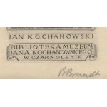 [exlibris] BRANDT Bogusław - Jan Kochanowski. Biblioteka Muzeum Jana Kochanowskiego w Czarnolesie