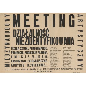 [plakat] Międzynarodowy Artystyczny Meeting Działalność Niezidentyfikowana w Łodzi [1978]