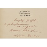 DMOWSKI Roman - Dziesięć lat walki [1938] [AUTOGRAF A DEDIKÁT PRE HALINU LUTOSŁAWSKÚ].