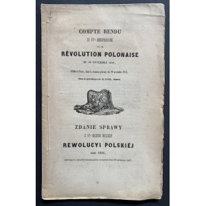 [Wielka Emigracja] Zdanie sprawy z 17-go obchodu rocznicy Rewolucyi Polskiej roku 1830, odbytego na ogólnem zgromadzeniu w Paryżu dnia 29 listopada 1847. Paryż [1847]