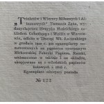 ZAN Tomasz - Triolety a milostné básně Tomasze Zana. Varšava 1922.