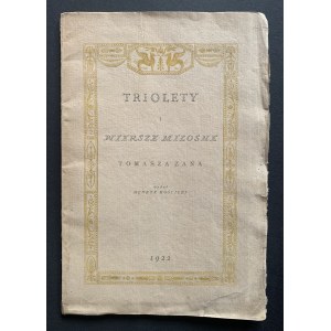 ZAN Tomasz - Triolets and love poems by Tomasz Zan. Warsaw 1922.