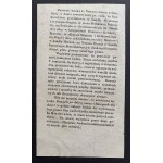 [Nakladatelský prospekt] JACHOWICZ Stanisław - UWIADOMIENIE. O novém deníku pro děti. Varšava [1829].
