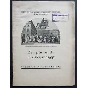 [PAŁAC STASZICA] Compte rendu des Cours de 1937. Warszawa