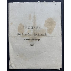 PROGRAM Konkursów Hippicznych w Parku Sobieskiego. Warszawa [1919]