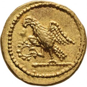 Scythia, Koson, 2.polovina 1.století př.Kr., Statér, tři postavy v tógách zleva, nápis / orel na