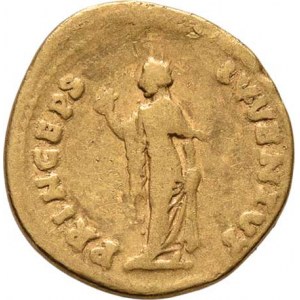 Řím, Domitianus - jako césar za Vespasiana, 69 - 79, Aureus, Rv:PRINCEPS.IVVENTVT., Spes kráčejíc