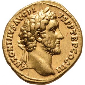 Řím, Antoninus Pius, 138 - 161, Aureus, Rv:IOVI.STATORI., stojící Jupiter čelně,