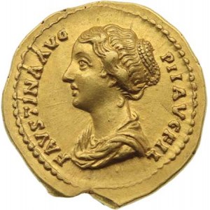 Řím, Faustina mladší, dcera Antonina Pia, Aureus, Rv:CONCORDIA., hrdlička zprava, RIC.503b,