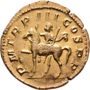 Řím, Gordianus III., 238 - 244, Aureus, Rv:P.M.TR.P.III.COS.P.P., císař na koni