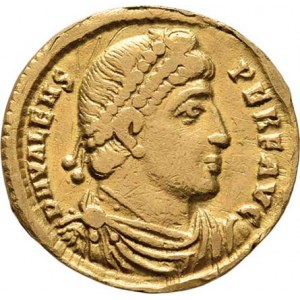 Řím, Valens, 364 - 378, Solidus, Rv:RESTITVTOR.REIPVBLICAE., stojící císař
