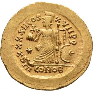 Řím, Theodosius II., 402 - 450, Solidus, Rv:IMP.XXXXII.COS.XVII.P.P. Constantinopol
