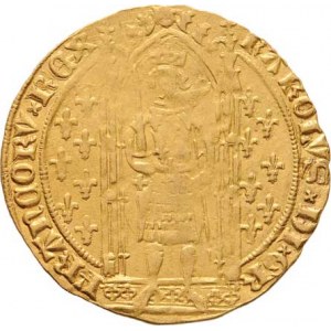 Francie, Karel V., 1364 - 1380, Frank b.l., panovník stojící pod gotickým obloukem,