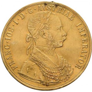 František Josef I., 1848 - 1916, 4 Dukát 1909, 13.858g, dvě malé dírky po závěsu,