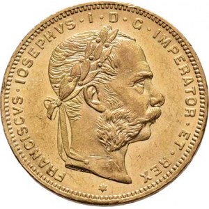 František Josef I., 1848 - 1916, 8 Zlatník 1879 (pouze 43.000 ks), 6.439g, dr.hr.,