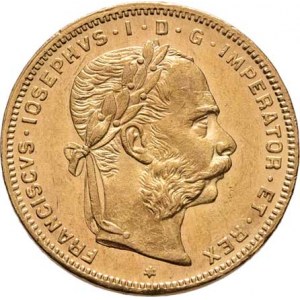 František Josef I., 1848 - 1916, 8 Zlatník 1885, 6.445g, nep.hr., nep.rysky, pěkná