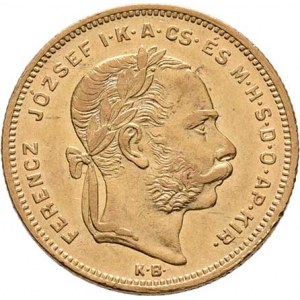 František Josef I., 1848 - 1916, 8 Zlatník 1878 KB, 6.426g, nep.hr., nep.rysky, pěkná