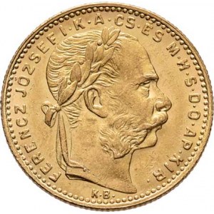 František Josef I., 1848 - 1916, 8 Zlatník 1886 KB, 6.435g, nep.hr., nep.rysky, pěkná