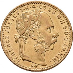 František Josef I., 1848 - 1916, 8 Zlatník 1890 KB - bez znaku Rijeky, 6.421g,