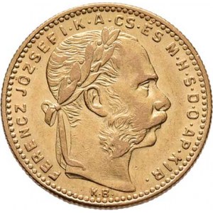 František Josef I., 1848 - 1916, 8 Zlatník 1890 KB - se znakem Rijeky, 6.425g,